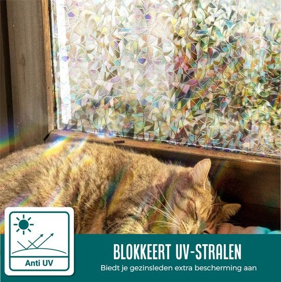 Homewell Fensterfolie HR++ 45x200cm - Solar & Isolierend - Statisch - Regenbogen Splitter