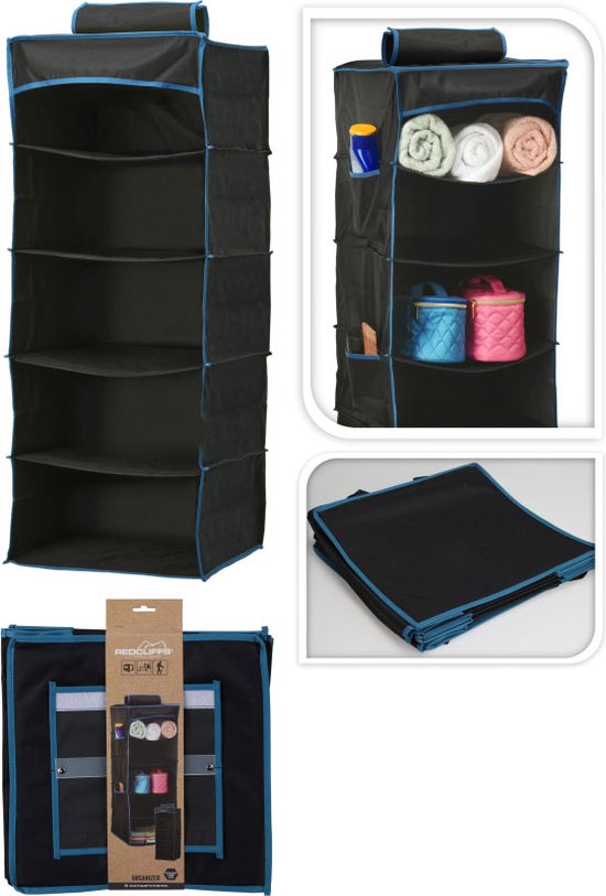 Redcliffs Tent Organizer - Hängeorganizer mit 5 Fächern - 34x34x85cm-600D Oxford Polyester-PU beschichtet