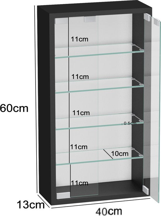 Vitrine stehend hängend Wandvitrine - 40 x 60 x 12 cm