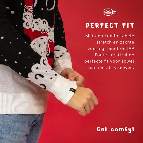 JAP Christmas Weihnachtspullover mit Lichtern (Größe XL) – 100 % recycelt – kratzt nicht – Weihnachtsgeschenk für Erwachsene – Kitschiger Weihnachtspullover für Damen und Herren – Holly Jolly – Schwarz