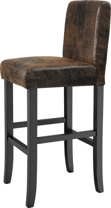 tectake - 2 Barhocker aus Lederimitat altbraun - 403584