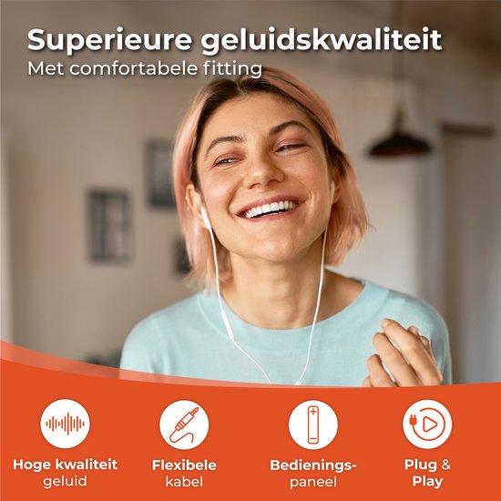 Nuvance - Ohrhörer mit Kabel - 3,5-mm-Klinkenanschluss - Ohrhörer mit Kabel - In-Ear-Kopfhörer mit Kabel und Mikrofon - Weiß