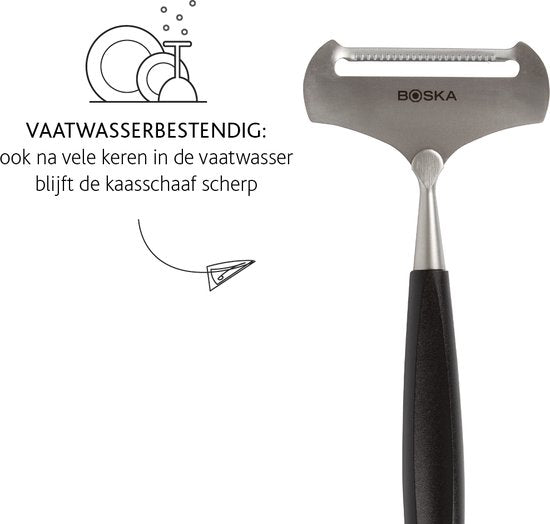 Boska Käsehobel Soft Milano+ - Käsehobel für jungen Käse - Edelstahl - Spülmaschinenfest - Käsehobel Schwarz - Geschenkideen - Küchengeräte - Küchenzubehör - 10 Jahre Garantie