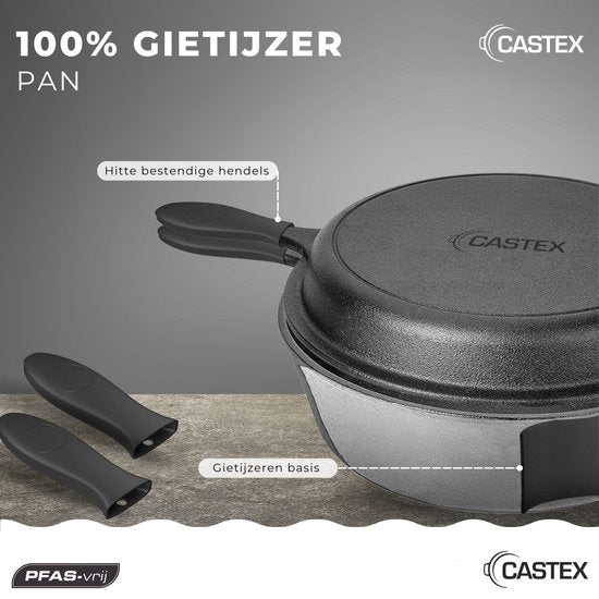 Castex Duocraft Gusseisen Pfanne - Kasserolle Induktion - Kasserollen - Eintopf Pfanne - Brot Pfanne Gusseisen - Simmer Pfanne