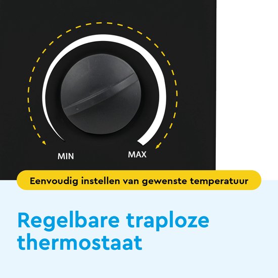BRASQ Elektrische Konvektorheizung - Einstellbarer Thermostat - Elektrische Heizung - 750/1250/2000 Watt - Heizung - Schwarz