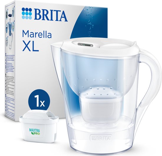 BRITA – Wasserfilterkanne – Marella XL – 3,5 l – Weiß – inkl. 1 MAXTRA PRO ALL-IN-1-Filterkartusche