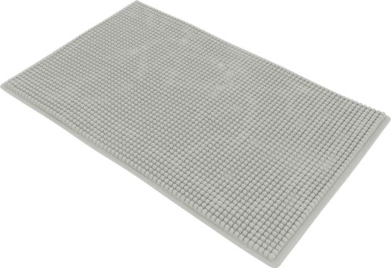 Loti Living Anti-Rutsch Badematte - Duschmatte - Badezimmermatte - Bodenmatte - Chenille Badematte - Grau - 50x80 cm