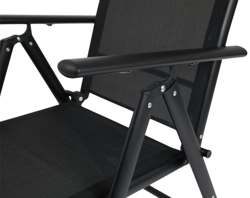 Lifa Garden 2er-Set Aluminium-Gartenstühle - Verstellbar - max 120 kg - 69 x 56 x 106 cm - Schwarz