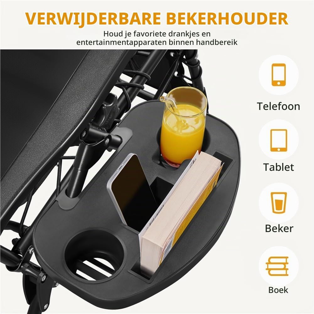 Yaheetech Zero-Gravity-Liegestuhl – Verstellbare Rückenlehne und Kopfstütze – Zusammenklappbar – 166 x 63,5 x 67 cm – Dunkelgrau