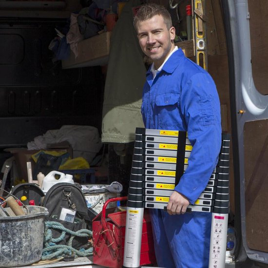 Teleskopleiter – Teleskop-Klappleiter – 3,8 m Arbeitshöhe – Aluminium