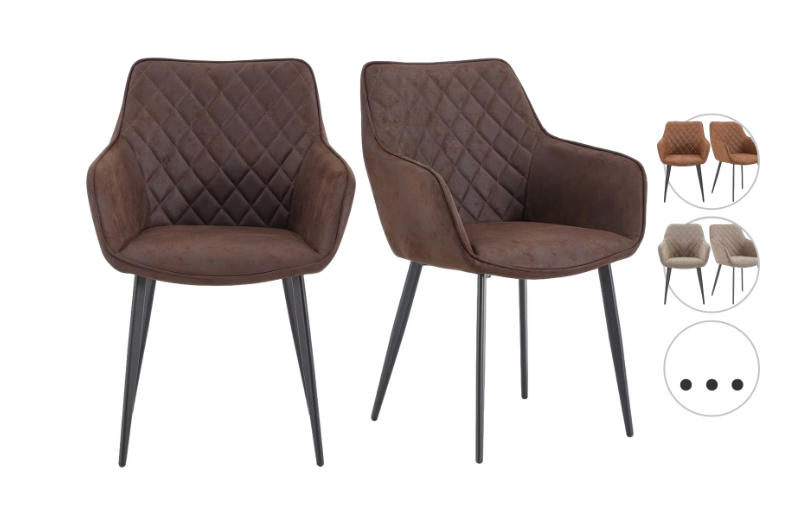 Multifurn Elin Esszimmerstühle – 2er-Set – Kunstleder – 59 x 44 x 82 cm – Braun