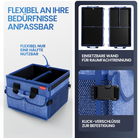 HELDENWERK Premium-Kofferraum-Organizer mit Deckel, stabil & rutschfest - Faltbare Kofferraumtasche, groß mit doppeltem Boden - Kofferraumbox, Kofferraum-Organizer-Box