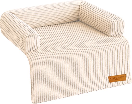 By Cee Cee Original Hundedeckenbank - Hundedeckenbank - Hundekorb - Premium - komplett mit Reißverschluss - Rippengewebe - Beige - 75x90 - Größe S