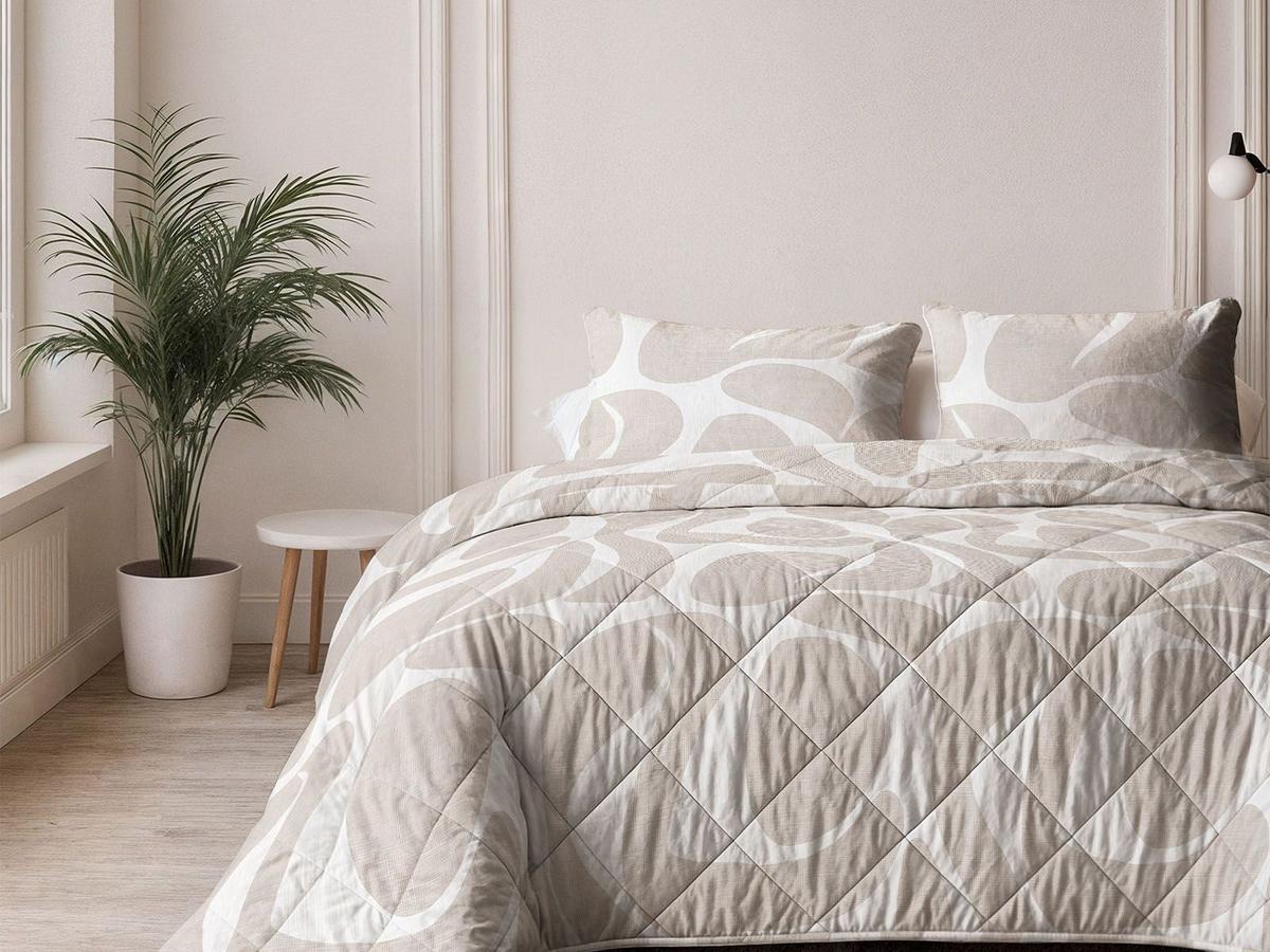 Sleeptime Waschbare Bettdecke ohne Bezug – inklusive Kissenbezug – Größe 200 x 200 cm – Taupe/Sand