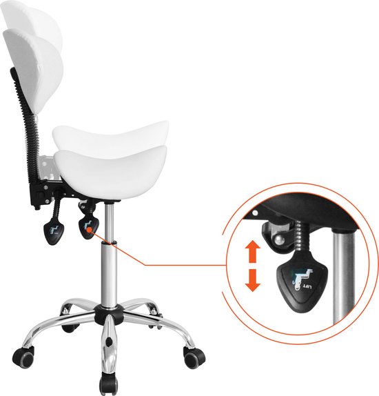 Sattelhocker ergonomisch - Barbierhocker - Tabouret - höhenverstellbar - neigbare und verstellbare Rückenlehne
