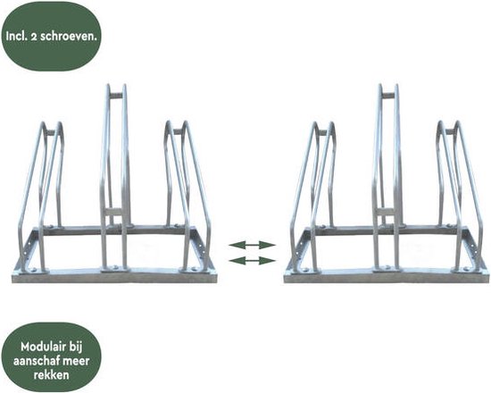 BRASQ Fahrradständer für 3 Fahrräder – Fahrradständer – Fahrradhalterung für den Boden, inklusive Befestigungsmaterial – Silber