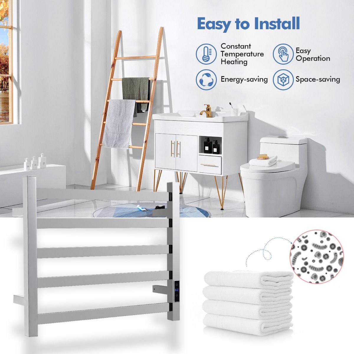 Coast Handtuchwärmer - bis zu 60°C - 55 x 11 x 45 cm - Silber