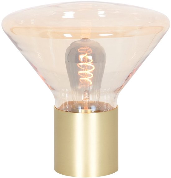 Tischlampe Ambiance 3401ME – Modernes Messing mit bernsteinfarbenem Glas – Steinhauer – Für den Innenbereich