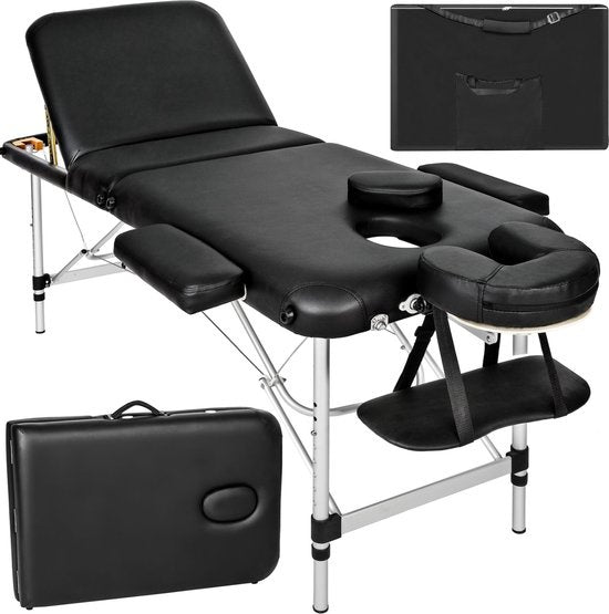 Mobile Aluminium Massageliege 3 Zonen - Schwarz - Behandlungsliege - inkl. Aufbewahrungstasche - faltbar