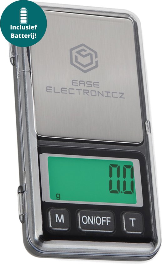 Ease Electronicz Digitale Mini-Präzisions-Küchenwaage - 0,1 bis 200 Gramm - 11,6 x 6,1 cm - Taschenwaage - inklusive 2x AAA-Batterien