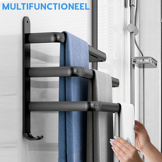 Happy Goods - Handtuchhalter - 3-armig - Badezimmer - Handtuchhalter - Schwarz - Duschregal - Handtuchhalter - Handtuchhalter Badezimmer