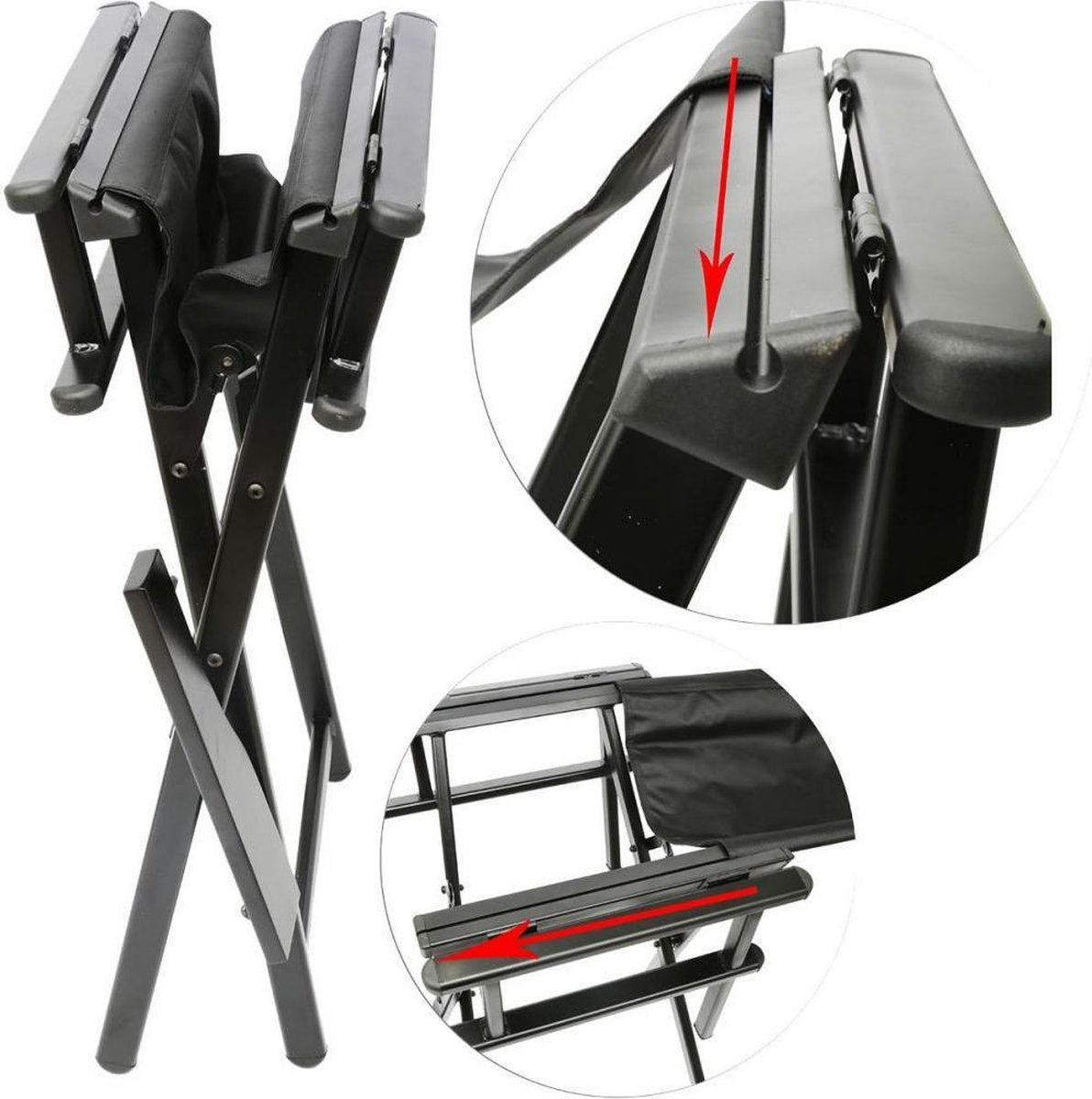 VDD Regiestuhl Make up - Friseurstuhl - klappbar - Schwarz