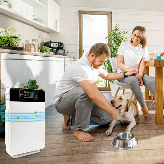 Livington AirPurifier – Luftreiniger 30 m² Weiß – 6-stufiges Filtersystem – HEPA-Filter, Aktivkohlefilter, UV-Filter, Ionisator