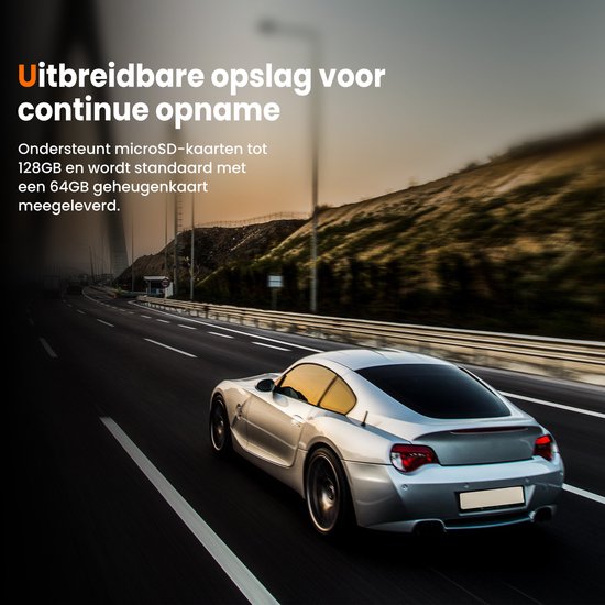 Dashcam für Auto vorne und hinten - 4K und 64GB - Dual Dashcam - G-Sensor und Zeitrafferfunktion - Schwarz - von Faas