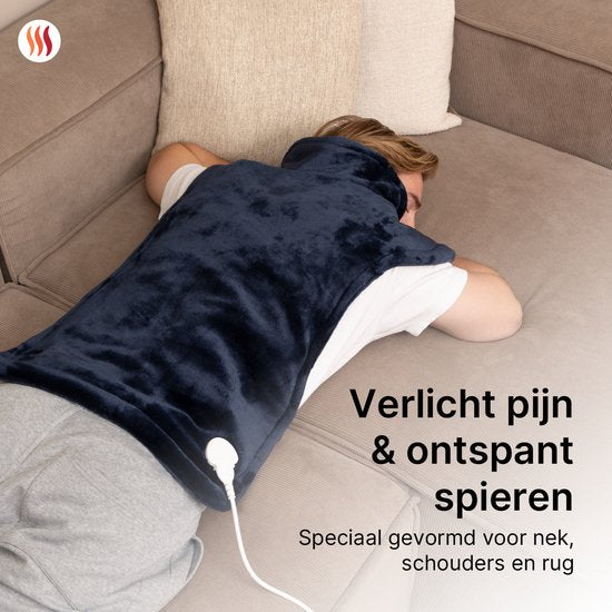 Seranova gewichtete elektrische Wärmekissen für Rücken, Schultern und Nacken - Heizkissen - Heizkissen - 1.3KG - 100w - Blau