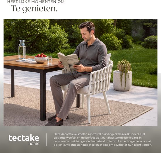 tectake® Gartenstuhl Lugano – Liegestuhl mit Aluminiumgestell – Gartenstuhl im Seil-Design – Garten-Sessel mit dicken Kissen – Für Garten oder Balkon – Terrassenstuhl – UV- und witterungsbeständig – Anthrazit