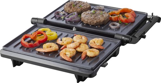 Tomado TGC2001S - Kleiner Kontaktgrill - Toaster - PFAS-frei - Schwarz/Edelstahl - 750 Watt