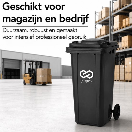 Infinity Goods Kliko 240 l – Abfallbehälter – Rollcontainer – Mini-Behälter aus Kunststoff – mit Rädern – grau