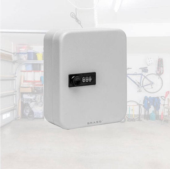 BRASQ Schlüsselsafe 20 Schlüssel mit Zahlenschloss - Schlüsselkasten, Schlüsselschrank KC300 Grau mit Zahlenschloss