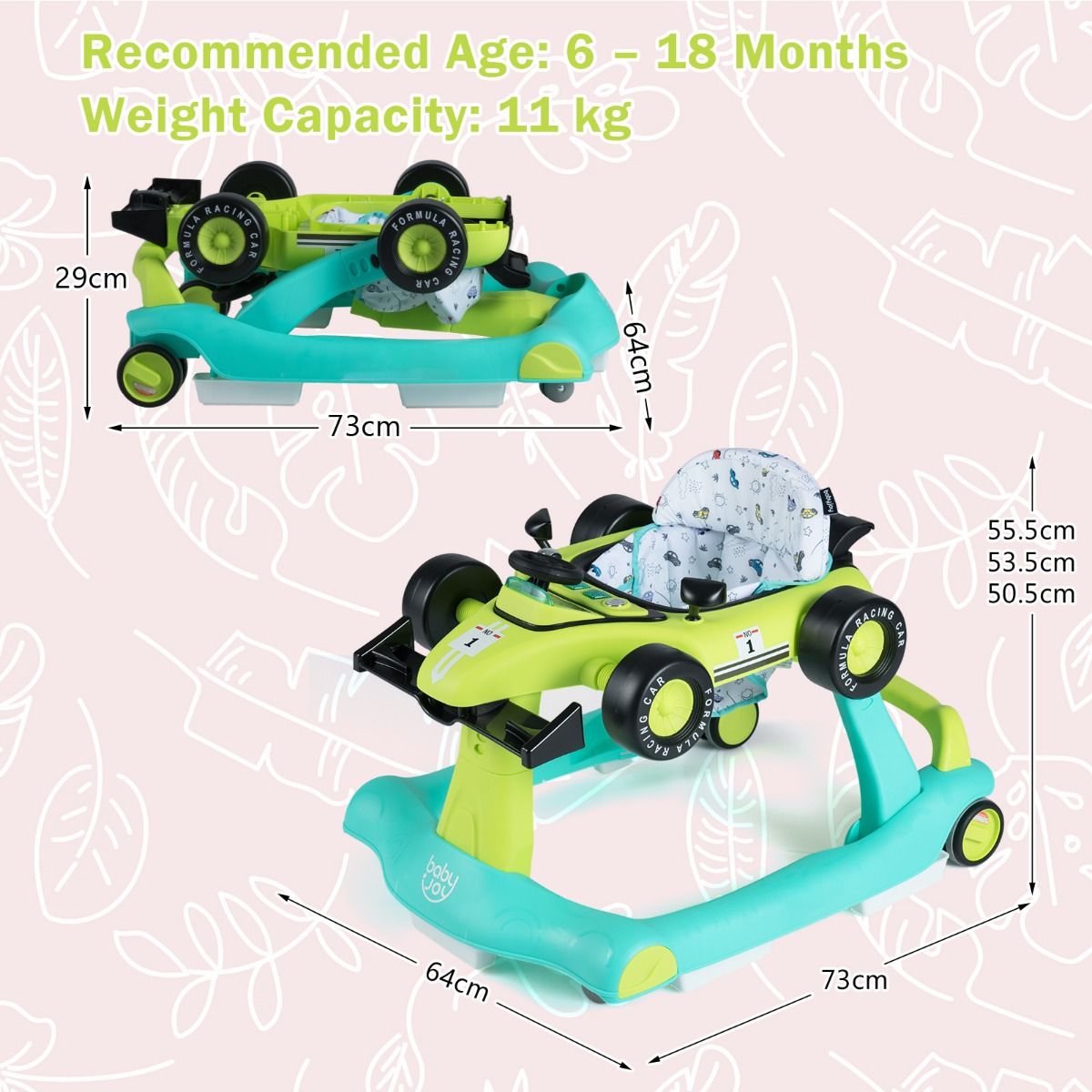 Coast 4-in-1-Kinderwagen – höhen- und geschwindigkeitsverstellbar – zusammenklappbar – schwarz