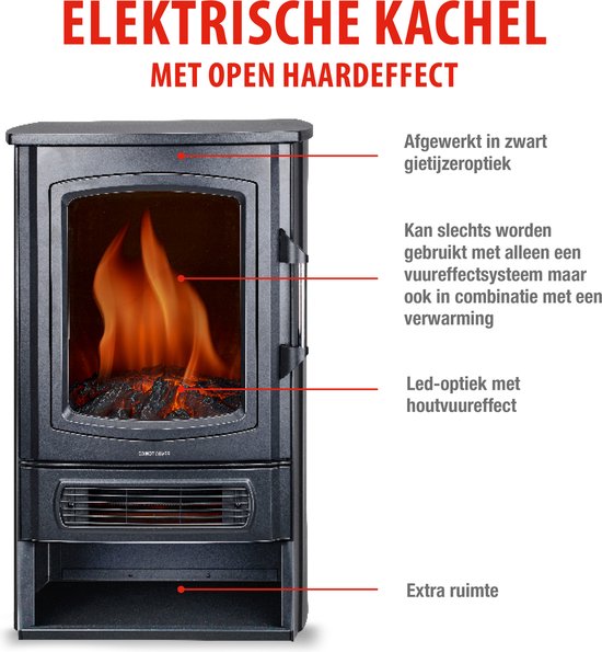 alpina Elektrischer Kamin Helsinki ND-183 - Elektrischer Kamin mit Heizung - LED Flammeneffekt