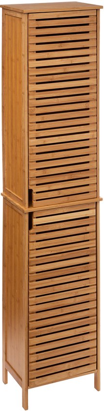 5Five Säulenschrank – hoch – 34 x 24 x 170 cm – Bambus – braun – Badezimmerschrank – Badezimmermöbel