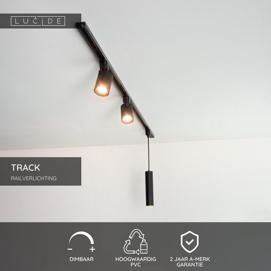 Lucide TRACK Aufputzschiene – 1-phasiges Schienensystem / Schienenbeleuchtung – 1 Meter – Schwarz (Erweiterung)