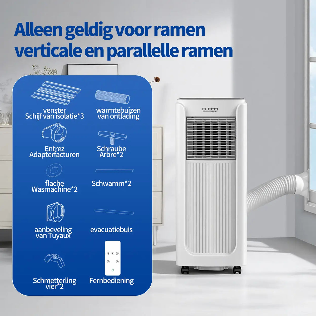 ELECCI Mobile Klimaanlage – 6000 BTU – 4-in-1 – Energieeffizienzklasse A