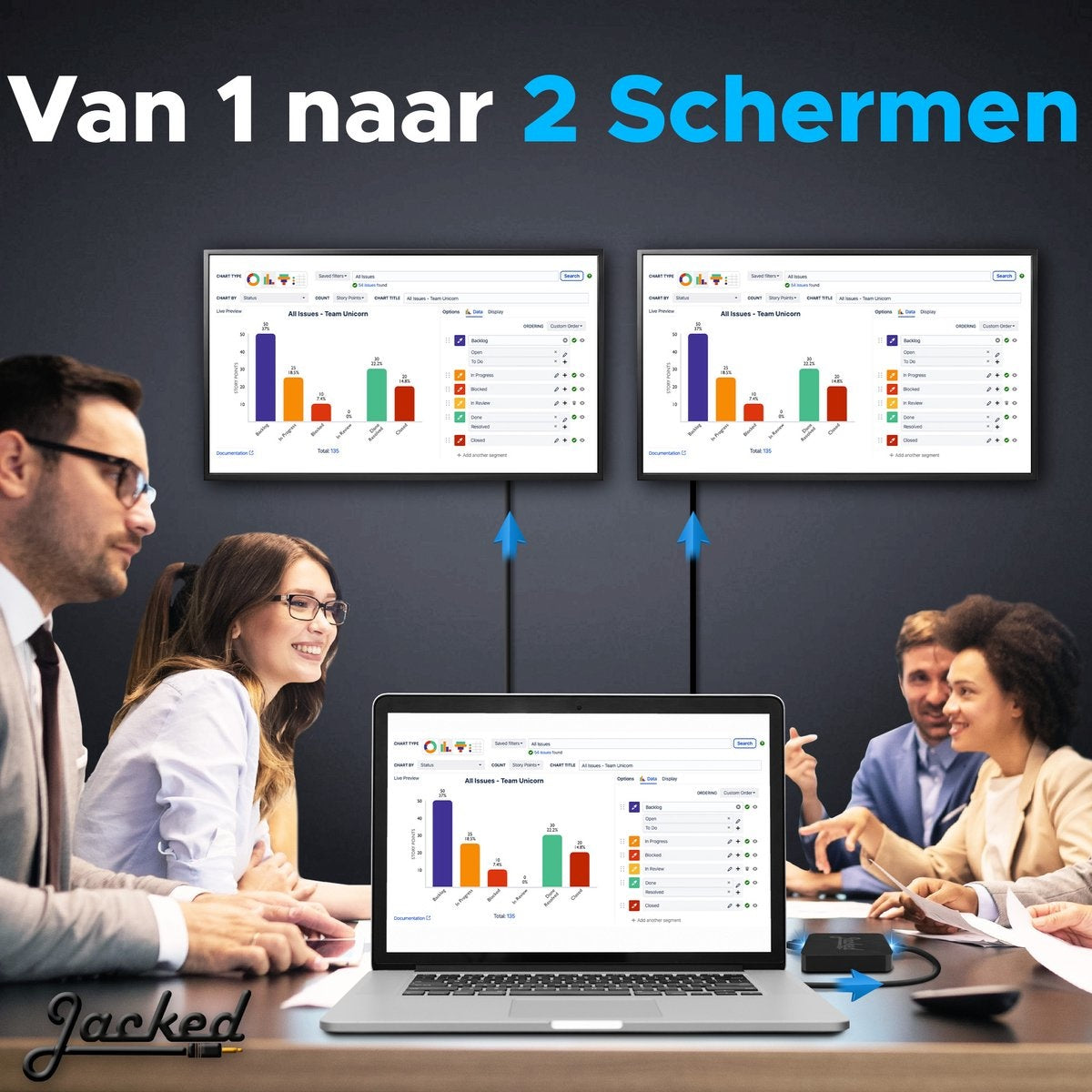 Jacked - 2-Wege-HDMI-Splitter mit Buchse - HDMI-Umschalter 4K - schwarz