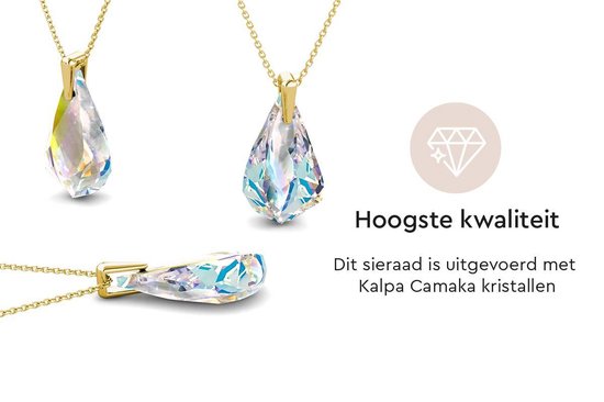 Yolora Damenhalskette mit Kalpa Camaka Kristallanhänger - Farbe Gold - 18K Gelbgold vergoldet - Damenhalskette Gold - Schmuck - Halskette - Luxuriöse Geschenkbox - Geschenkbox - Exklusive Geschenkbox - Schöne Geschenkverpackung