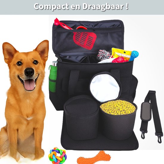 Reisetasche für Hunde – Hundetasche mit Futterbehältern – Reisetasche – Hund oder Katze – 37 x 15 x 30 cm