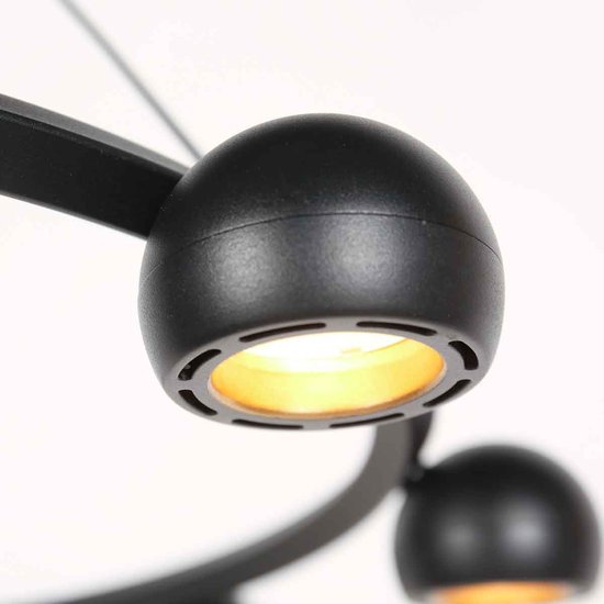 Schwarze, runde 8-flammige Hängeleuchte Marcadore, ø 60 cm – schwenkbar, höhenverstellbar, Kunststoff/Metall – Steinhauer