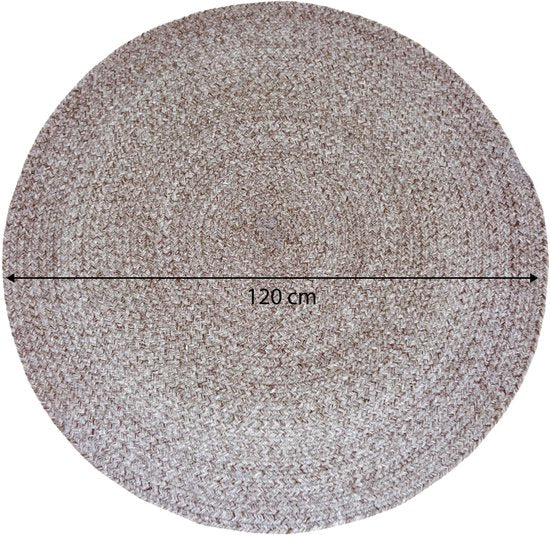 AXI Corfu Outdoor-Teppich – Rund – Ø 120 cm – Braun – Outdoor-Teppich – Outdoor-Teppich – Wetter- und UV-beständig – Flachgewebt – Gartenteppich – Für drinnen und draußen – Handgewebt
