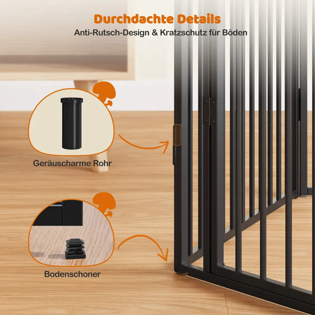 Yaheetech Welpen- und Hundezwinger mit 8 Elementen – Schwarz – 80 cm hoch – zusammenklappbar, mit Tür und Sicherheitsschloss