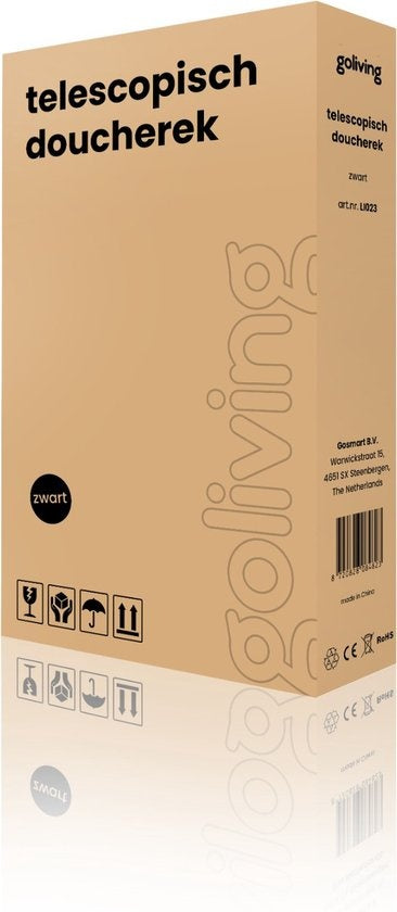 Goliving Duschständer - Bohrfreier Duschständer - Teleskopischer Duschständer - Für Decken bis zu 2,9m Höhe - Dichtes Design - Schwarz