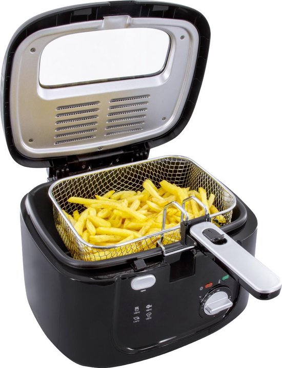 Tomado TDF2501B - Fritteuse - 2,5 Liter - Anti-Geruchsfilter - Kunststoff-Fritteuse - PFAS-frei - Schwarz