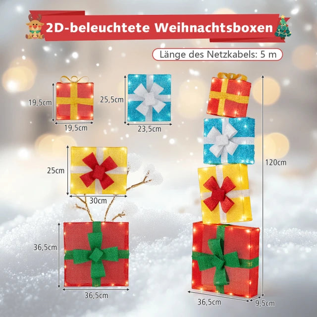 Coast Weihnachtsgeschenkboxen Set - Beleuchtet - 48LED - Gestapelt - Garten - Weihnachten - Mehrfarbig