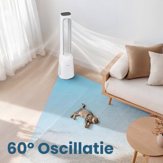 Auronic Turmventilator – blattloses 2-in-1-Modell – Luftreiniger mit HEPA-Filter – Ventilator – 10 Stufen – Fernbedienung – 105 cm – Weiß