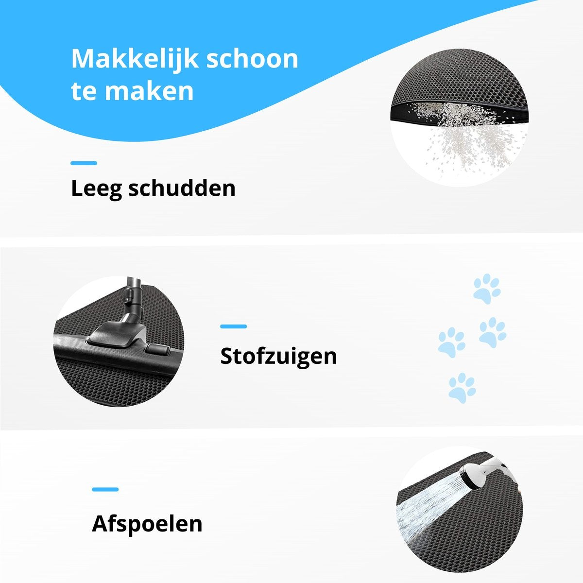 Tenify Litter Box Mat + Extra Litter Box Scoop - 40 x 50 cm - Wasserdicht - Doppellagig - Wabenstruktur - Auslaufmatte - Matte