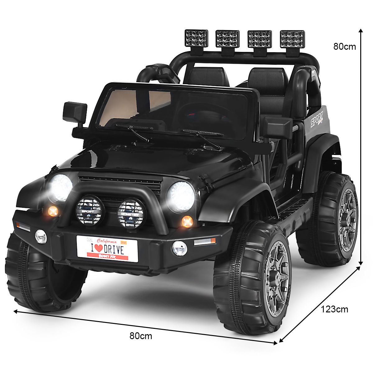 Coast Elektro-Kinderauto – 2 Sitze – Fernbedienung – schwarz – 123 x 80 x 80 cm